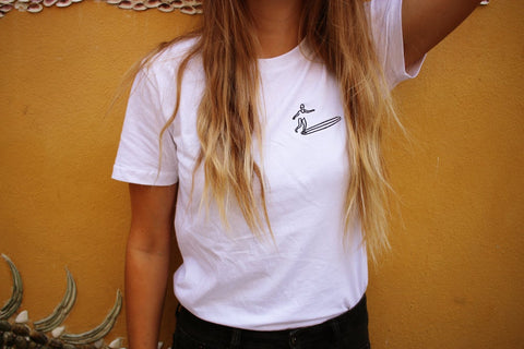 Embroidered T-shirt "surfer" - White