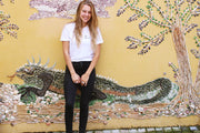 Embroidered T-shirt "surfer" - White