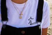 Embroidered T-shirt "surfer" - White