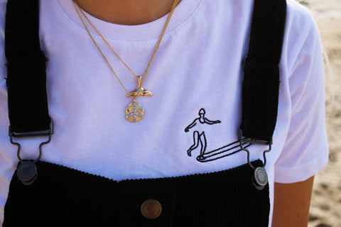 Embroidered T-shirt "surfer" - White