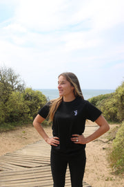 T-shirt brodé "Dérive" - NOIR
