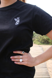 T-shirt brodé "Dérive" - NOIR