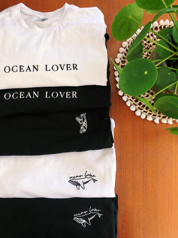 Embroidered T-shirt "Ocean Lover" - White