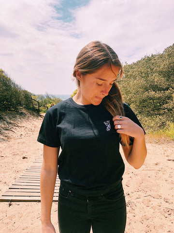 T-shirt brodé "Dérive" - NOIR