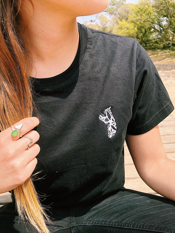 T-shirt brodé "Dérive" - NOIR