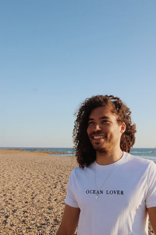 T-shirt brodé "Ocean lover" - BLANC